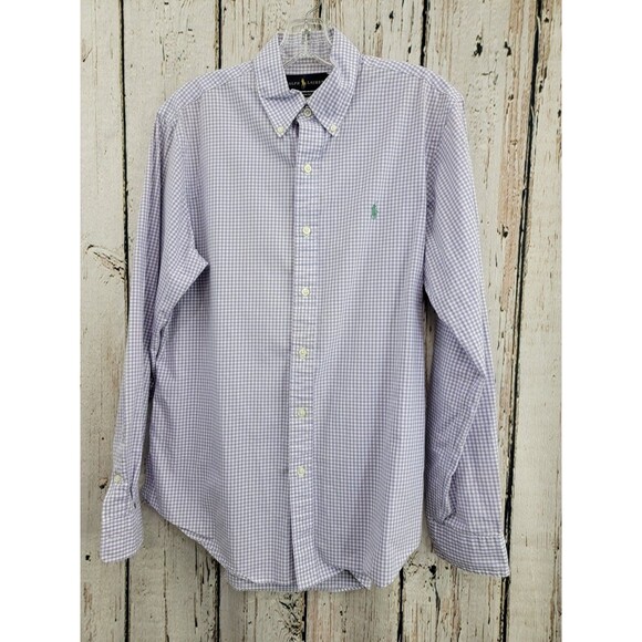CLD Men's Medium Ralph Lauren Lavender Check Spring Dress Shirt Button Down EUC - Picture 1 of 7